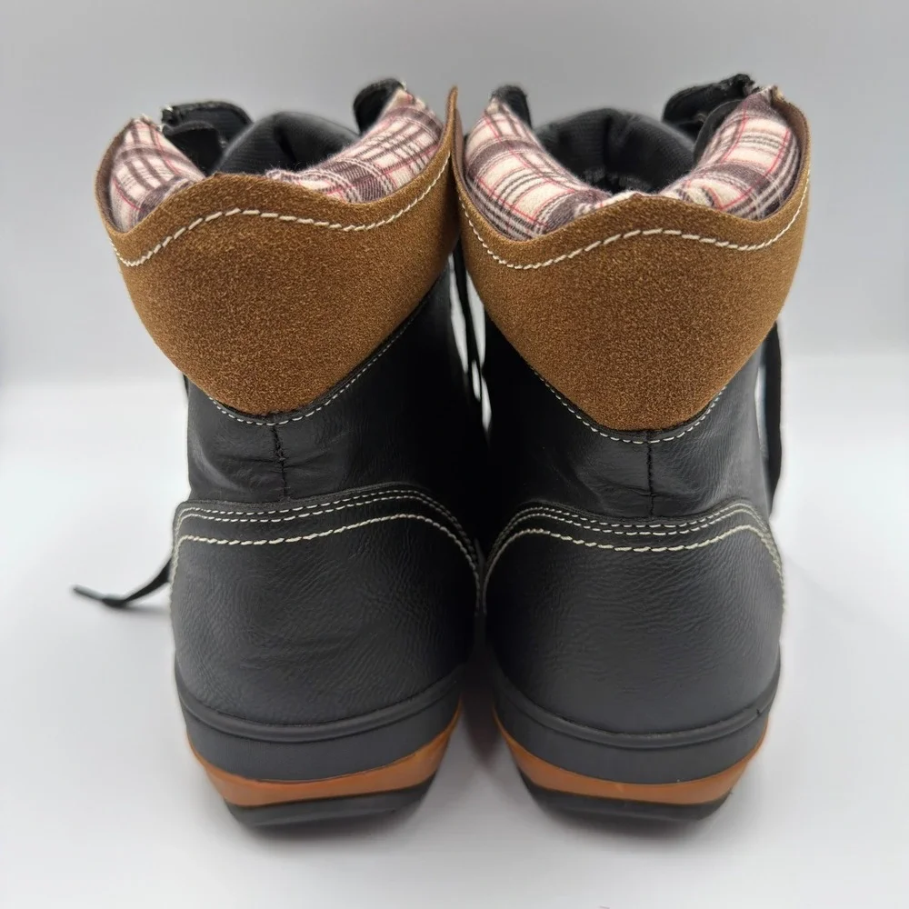 Carlos by Carlos Santana Solo Mens Black Faux Leather Plaid Boots Size 11